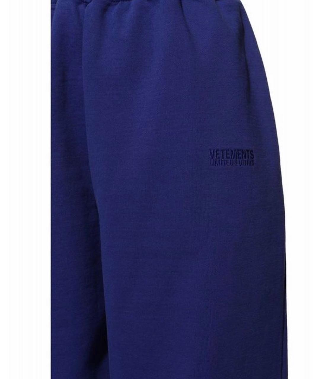 VETEMENTS Синие хлопковые спортивные брюки и шорты, фото 3