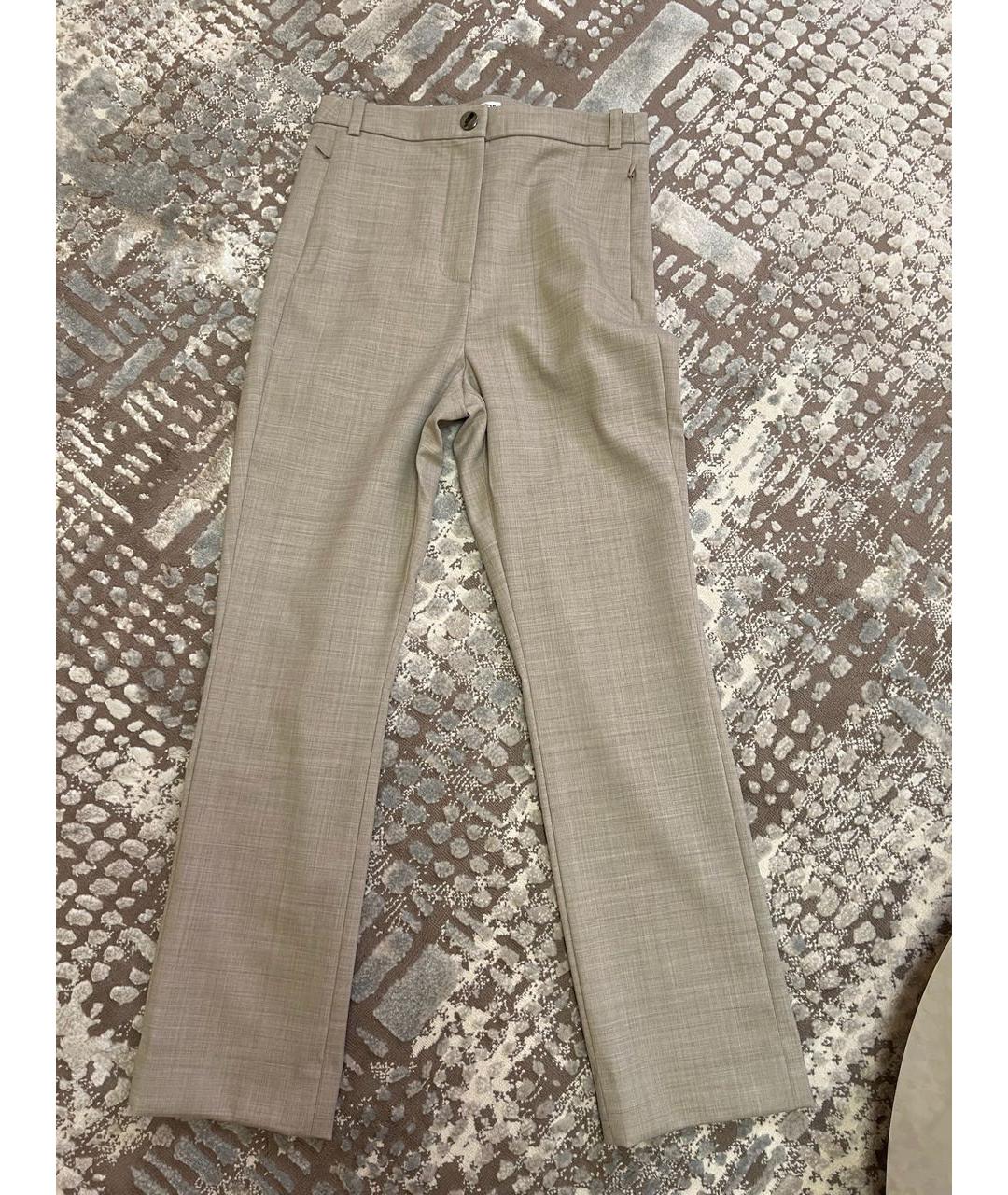 ACNE STUDIOS Бежевые хлопко-эластановые прямые брюки, фото 6