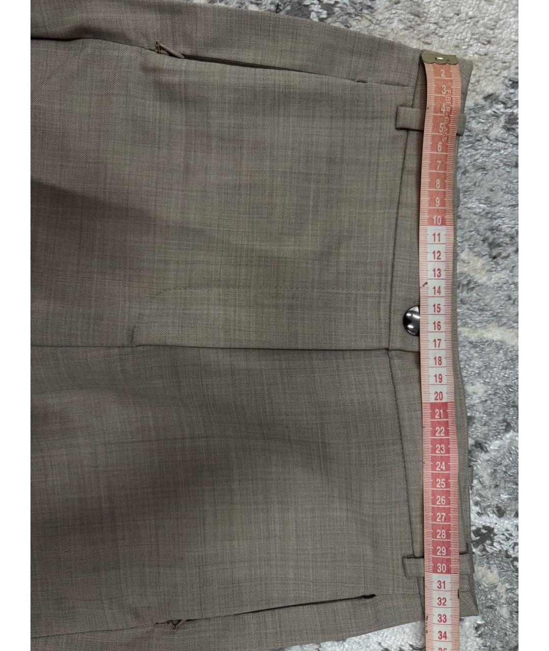 ACNE STUDIOS Бежевые хлопко-эластановые прямые брюки, фото 4