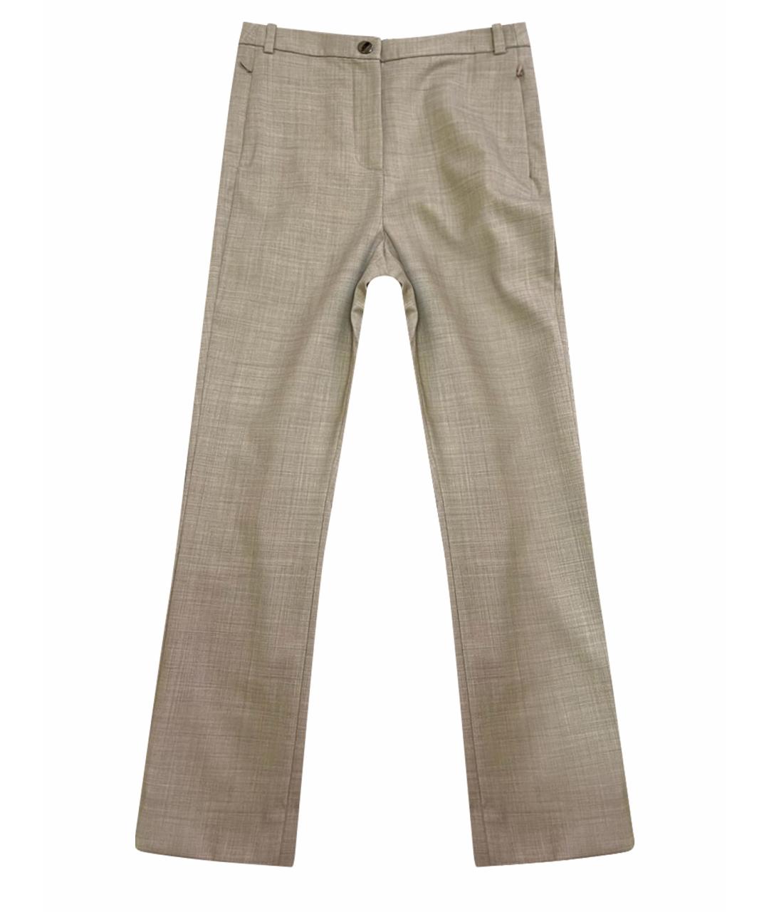 ACNE STUDIOS Бежевые хлопко-эластановые прямые брюки, фото 1