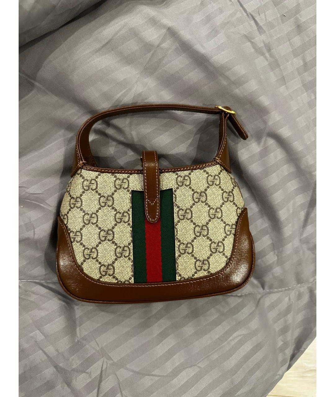 GUCCI Бежевая кожаная сумка с короткими ручками, фото 3