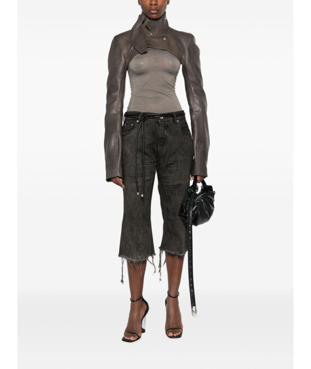 RICK OWENS Серые хлопковые шорты, фото 4