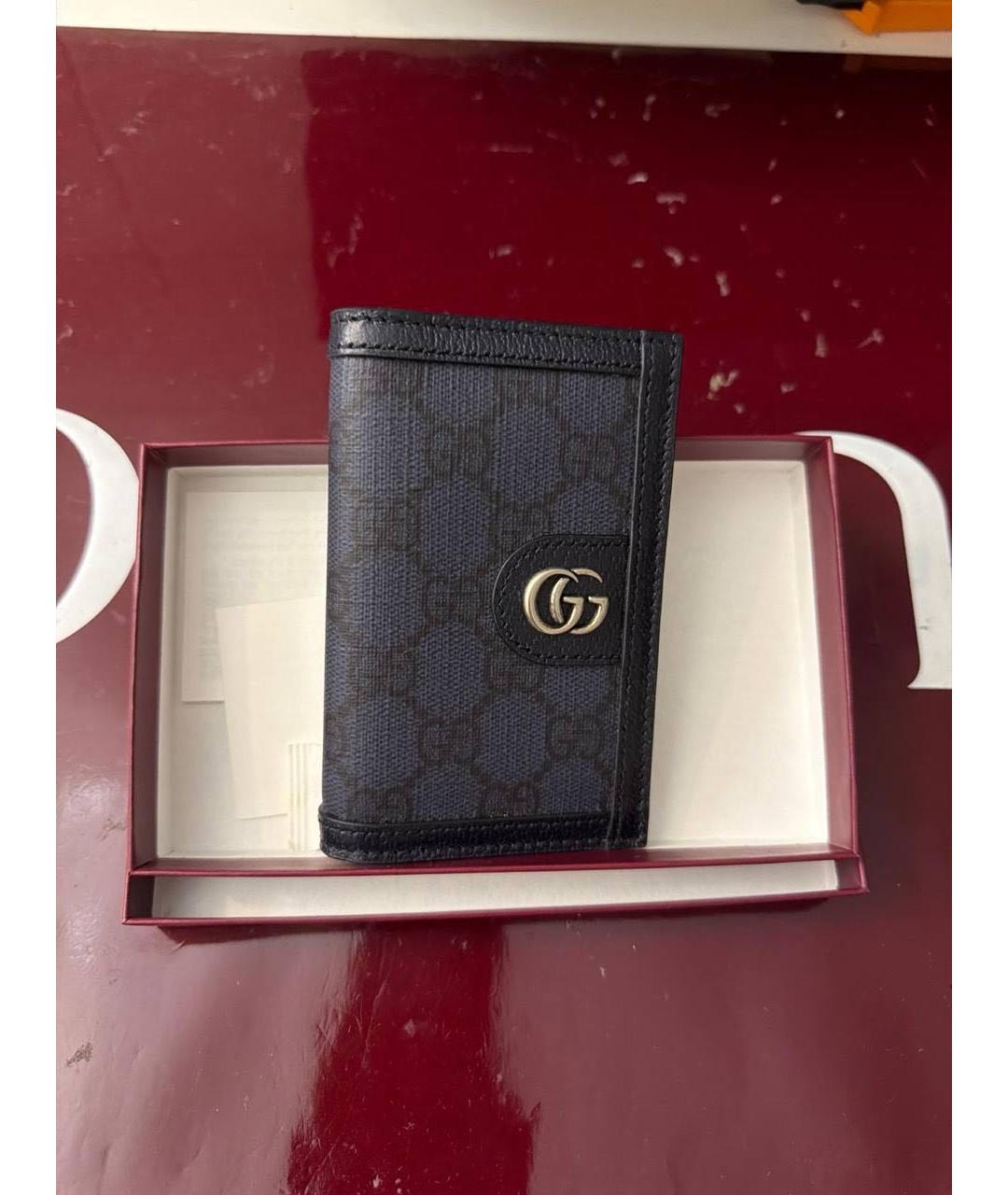 GUCCI Темно-синий кожаный кардхолдер, фото 4