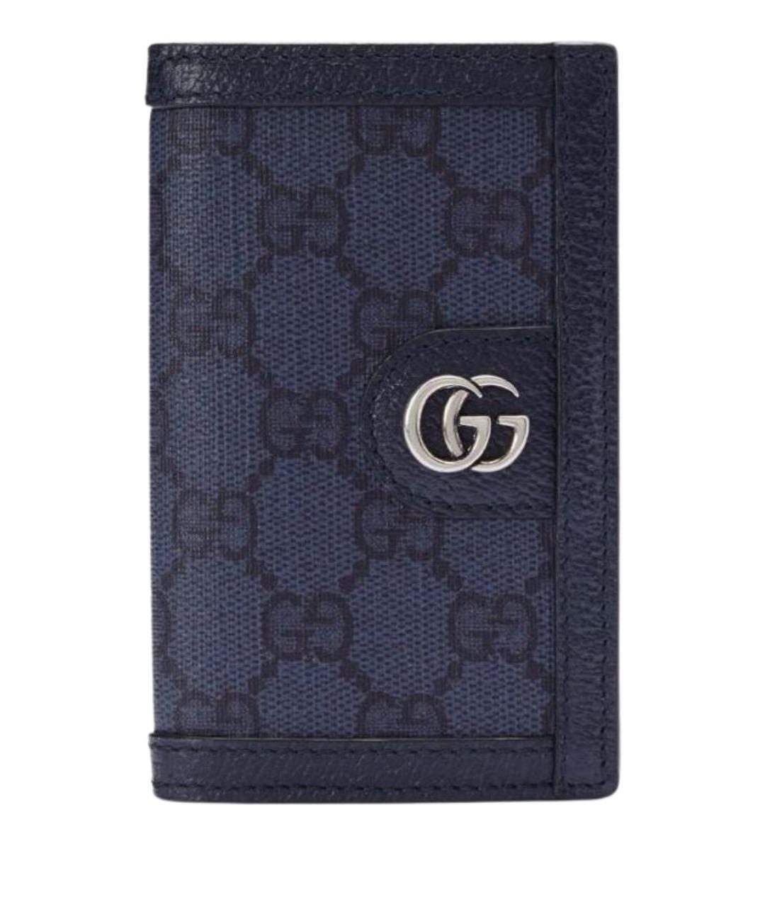 GUCCI Темно-синий кожаный кардхолдер, фото 1