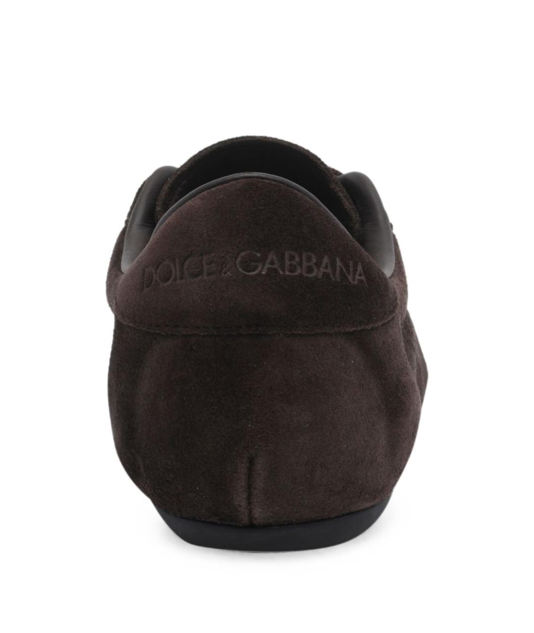 DOLCE&GABBANA Коричневые кожаные кеды, фото 4