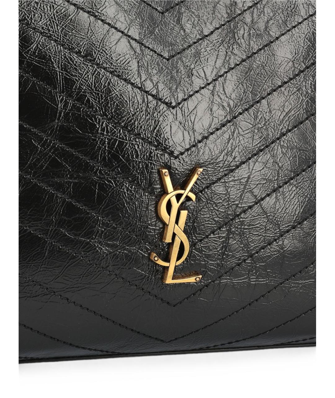 SAINT LAURENT Черная кожаная сумка тоут, фото 3