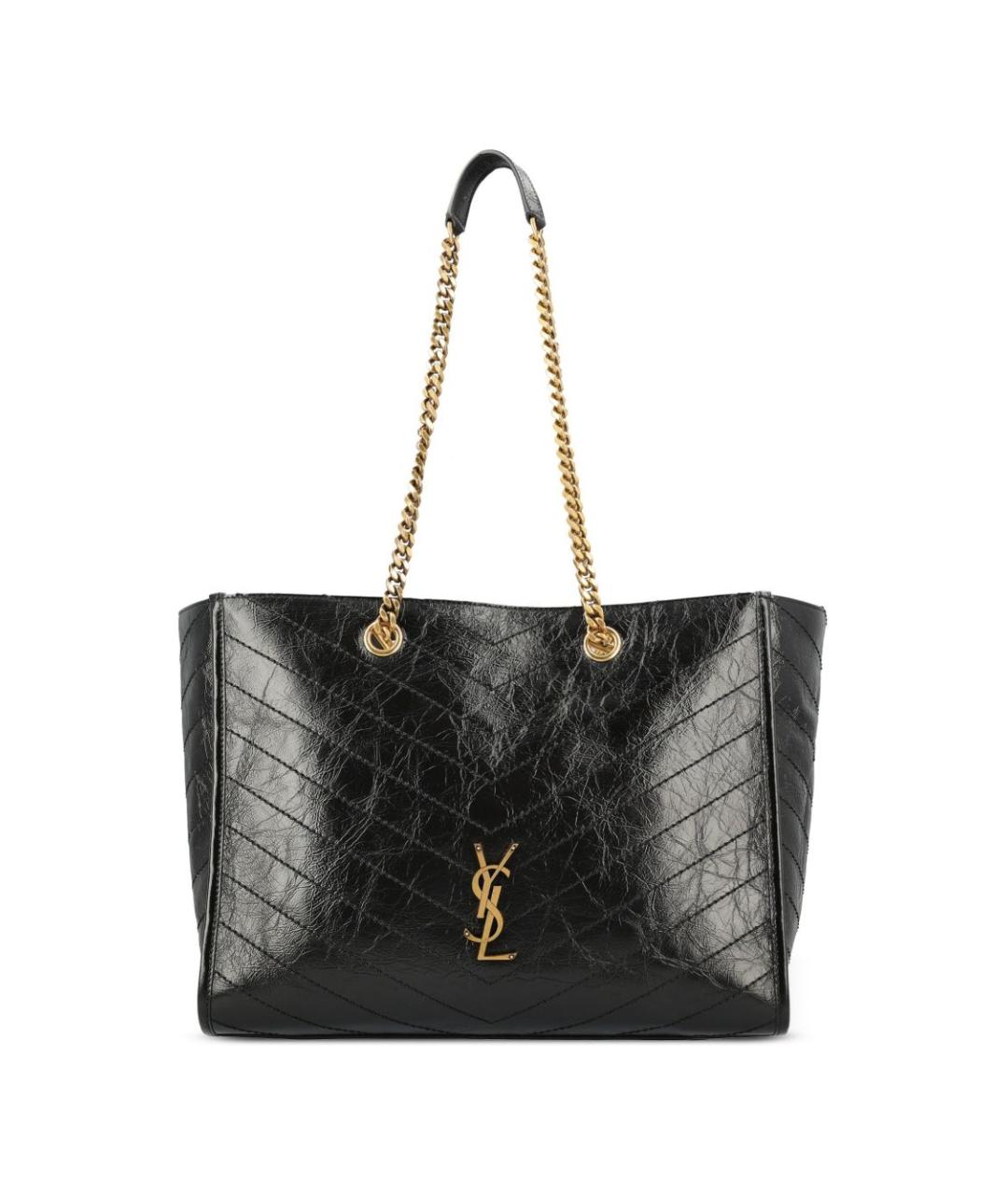 SAINT LAURENT Черная кожаная сумка тоут, фото 1
