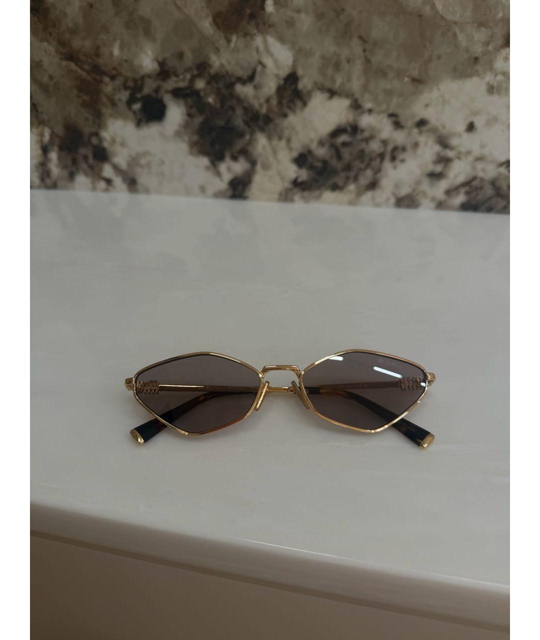MIU MIU Золотые металлические солнцезащитные очки, фото 5