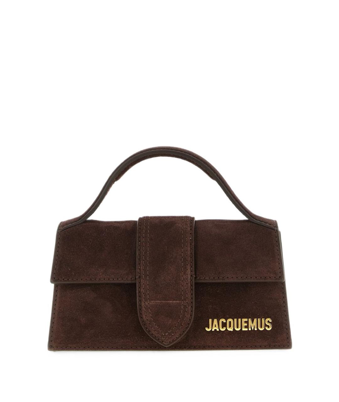 JACQUEMUS Коричневая замшевая сумка с короткими ручками, фото 1