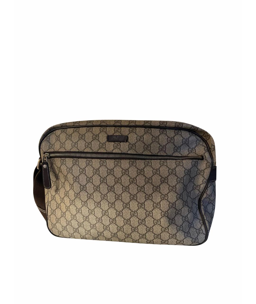 GUCCI Бежевая сумка на плечо из канвы, фото 1