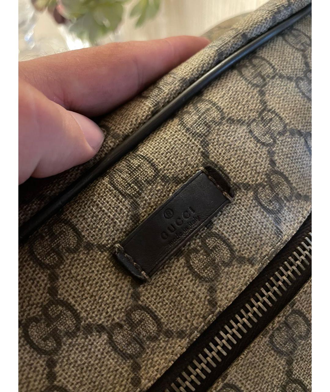 GUCCI Бежевая сумка на плечо из канвы, фото 3