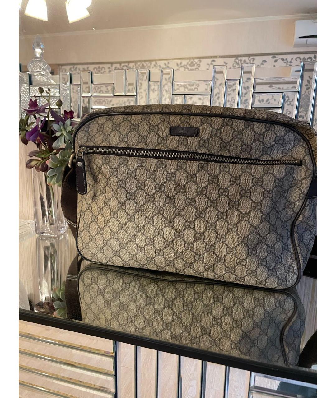 GUCCI Бежевая сумка на плечо из канвы, фото 9
