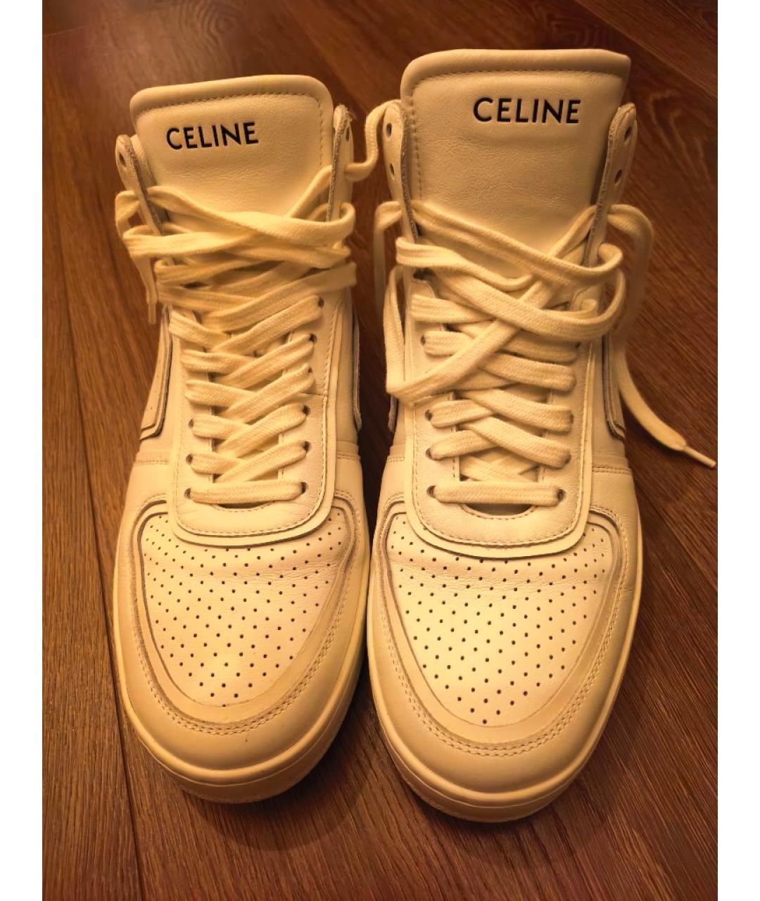 CELINE Белые кожаные кеды, фото 2