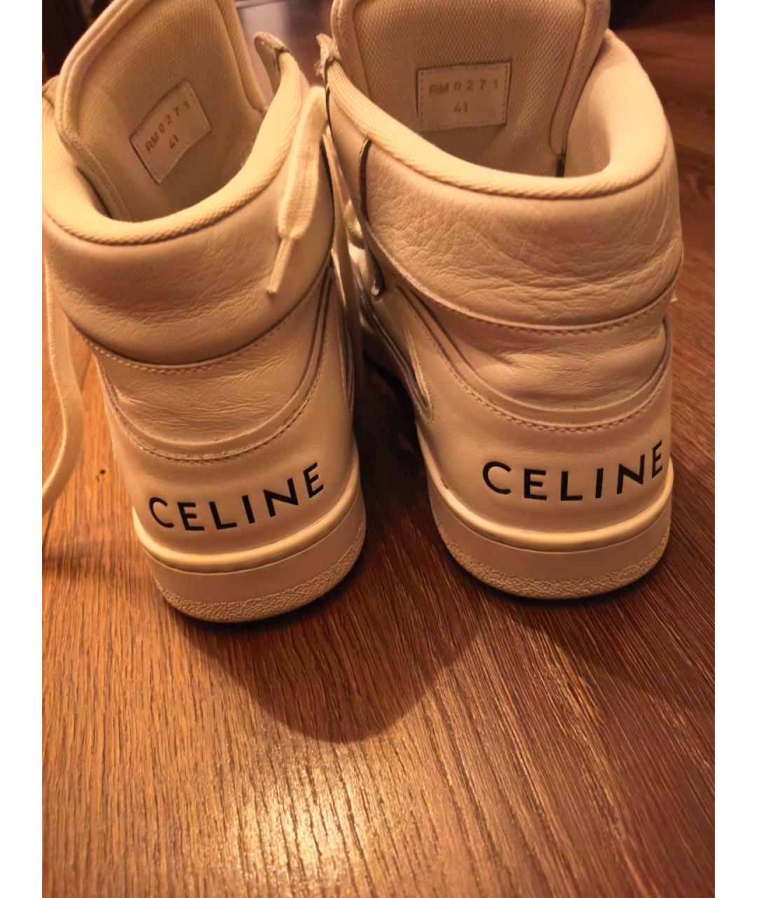 CELINE Белые кожаные кеды, фото 4