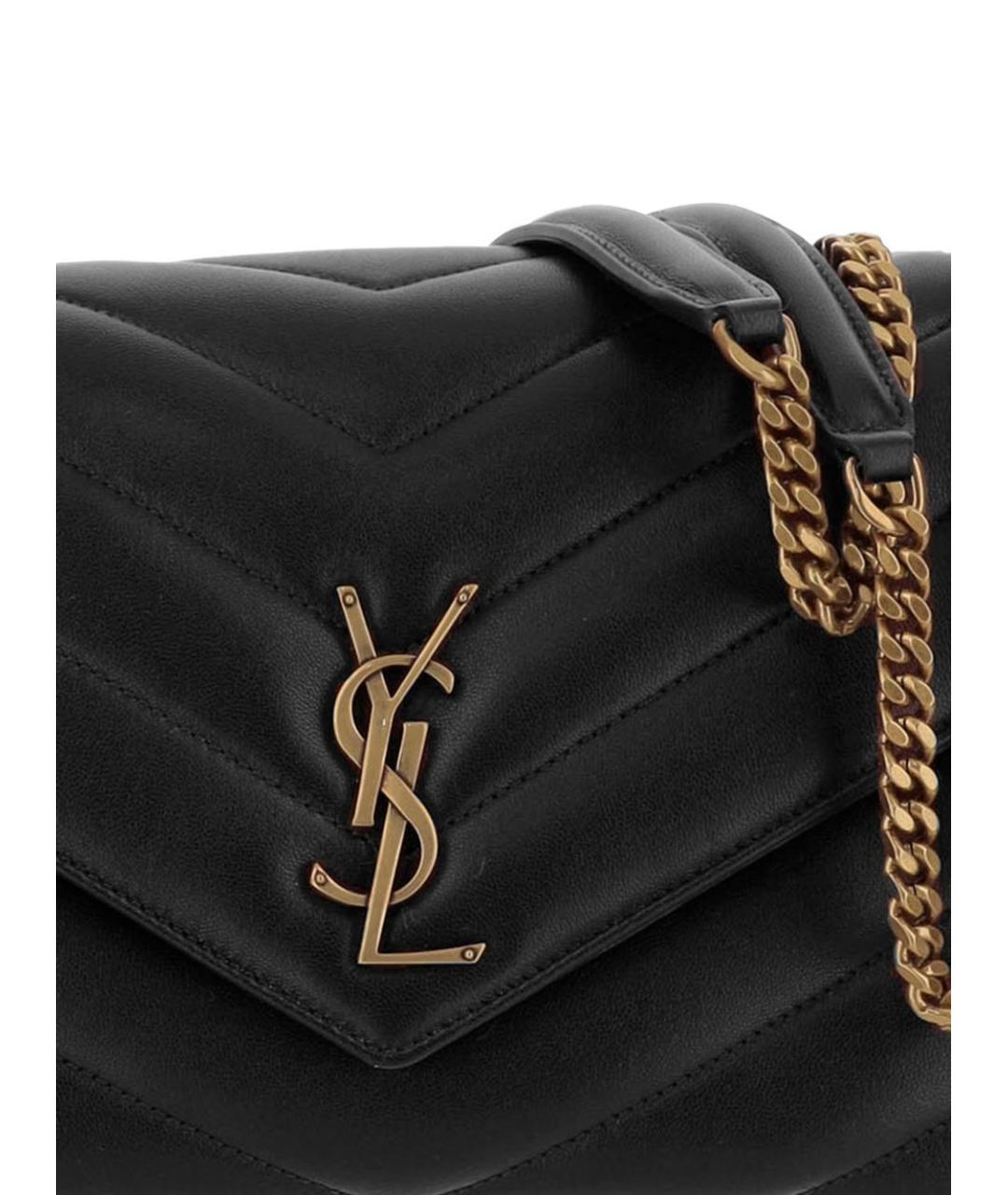 SAINT LAURENT Черная кожаная сумка через плечо, фото 3