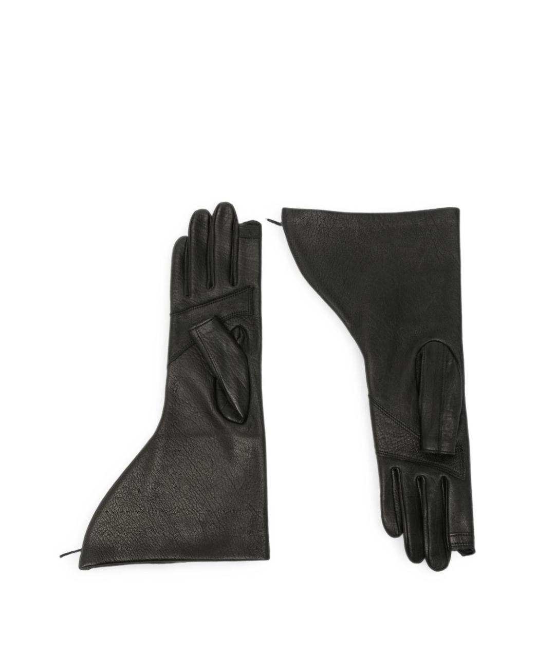 RICK OWENS Черные кожаные перчатки, фото 2