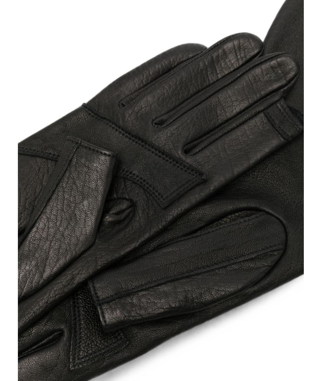 RICK OWENS Черные кожаные перчатки, фото 3
