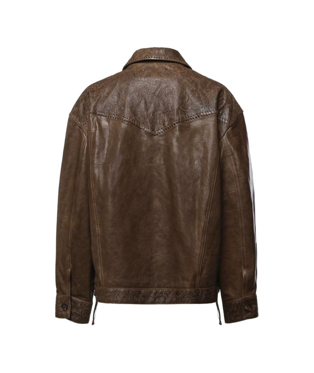 GOLDEN GOOSE Зеленая кожаная куртка, фото 3