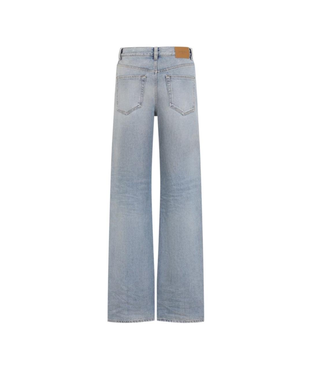 SAINT LAURENT Голубые хлопковые прямые джинсы, фото 3