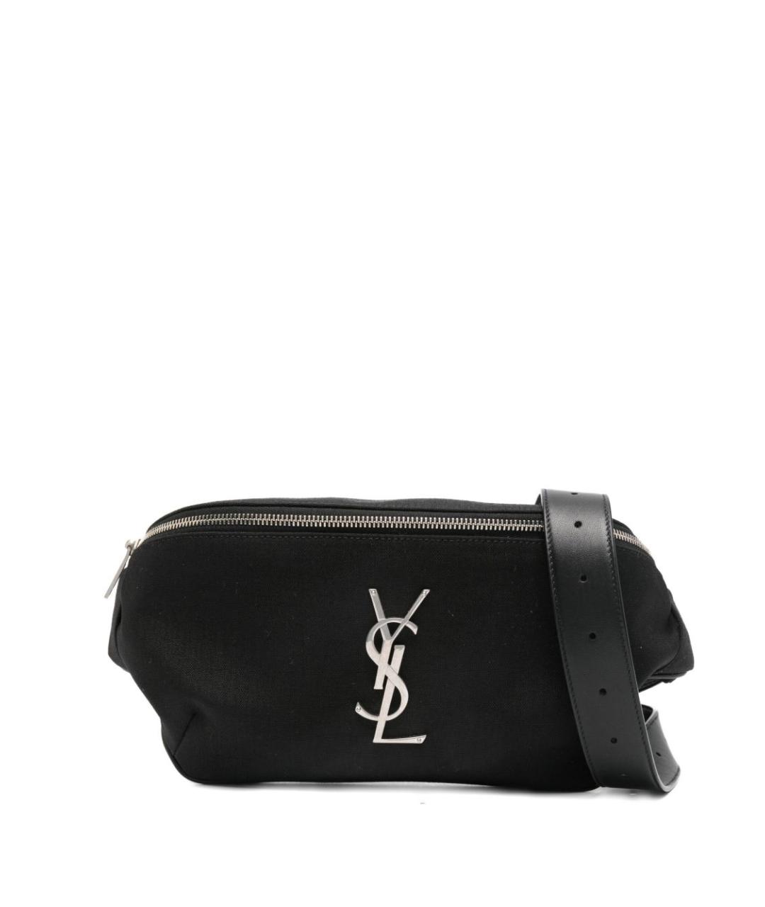 SAINT LAURENT Черная тканевая поясная сумка, фото 1