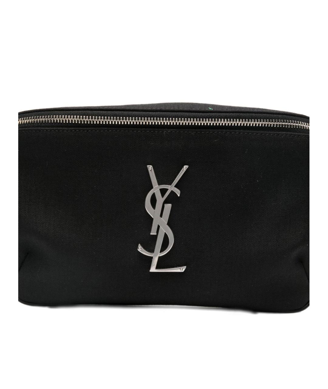 SAINT LAURENT Черная тканевая поясная сумка, фото 4