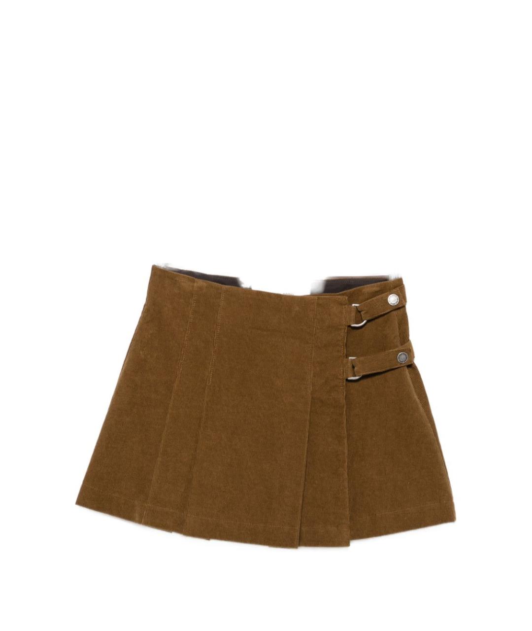 GOLDEN GOOSE Коричневая хлопковая юбка мини, фото 1
