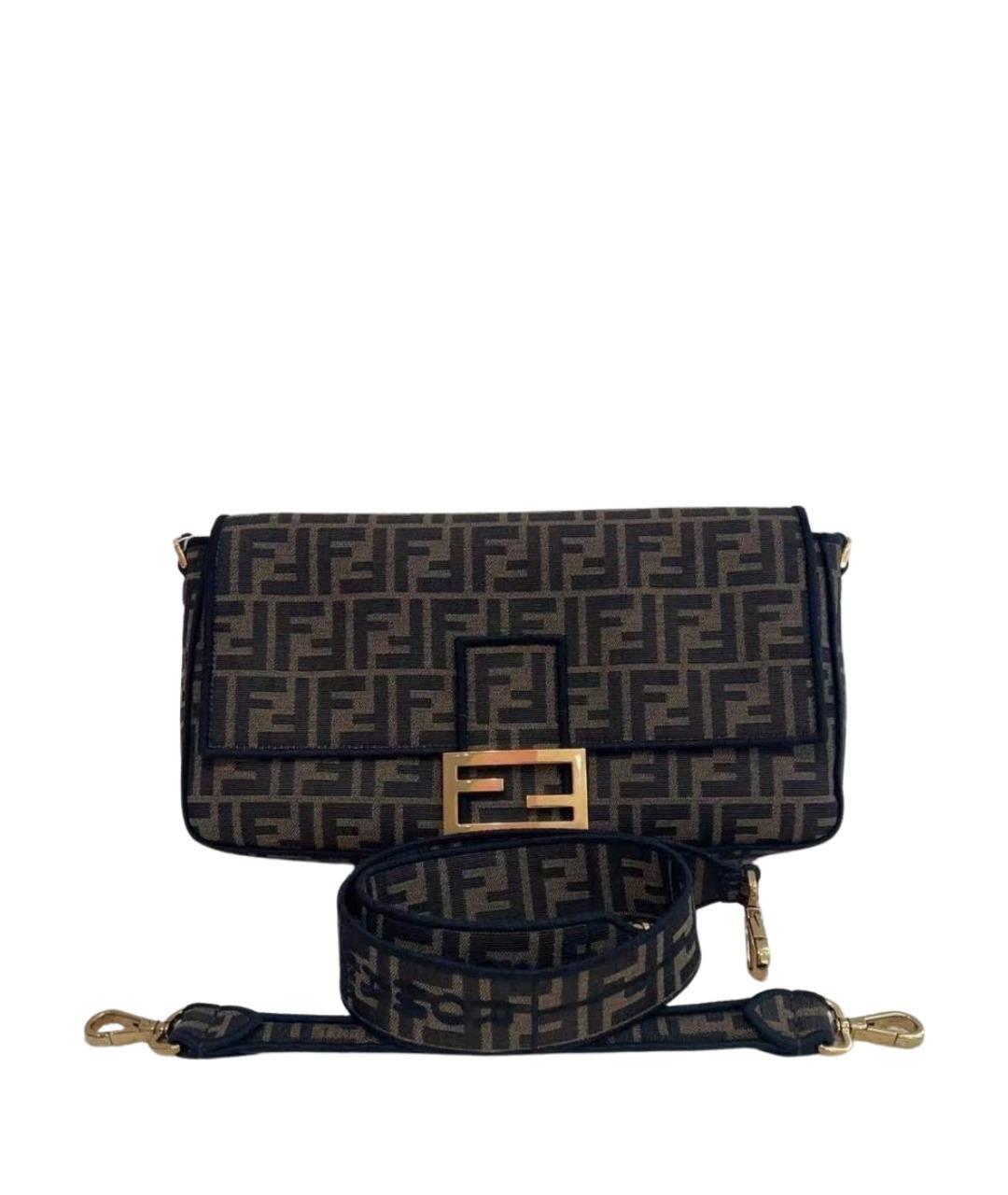 FENDI Коричневая тканевая сумка через плечо, фото 1