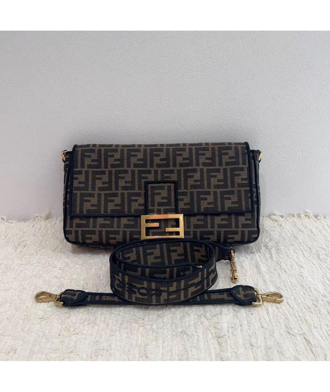 FENDI Коричневая тканевая сумка через плечо, фото 8