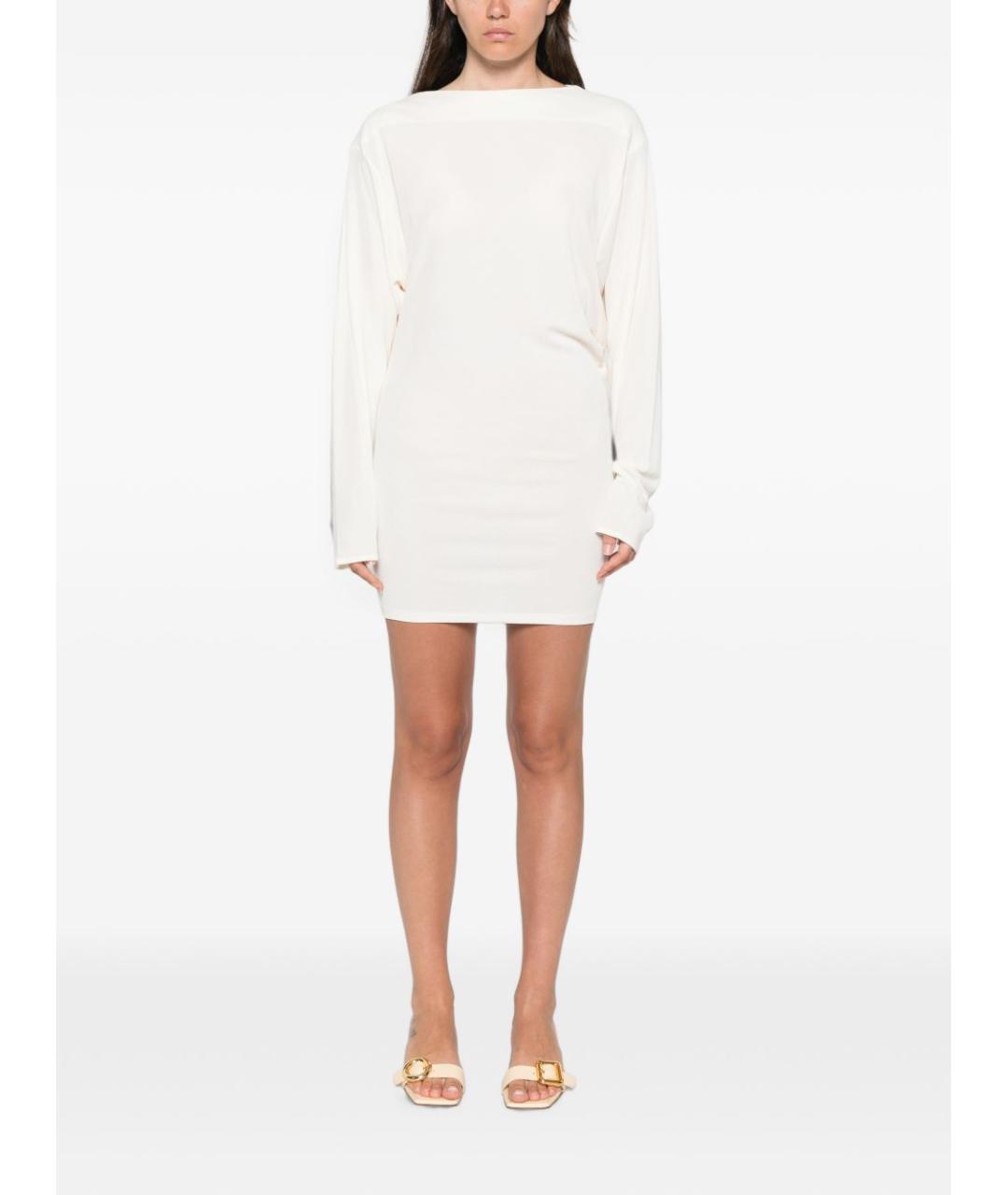 JACQUEMUS Белое вискозное коктейльное платье, фото 4