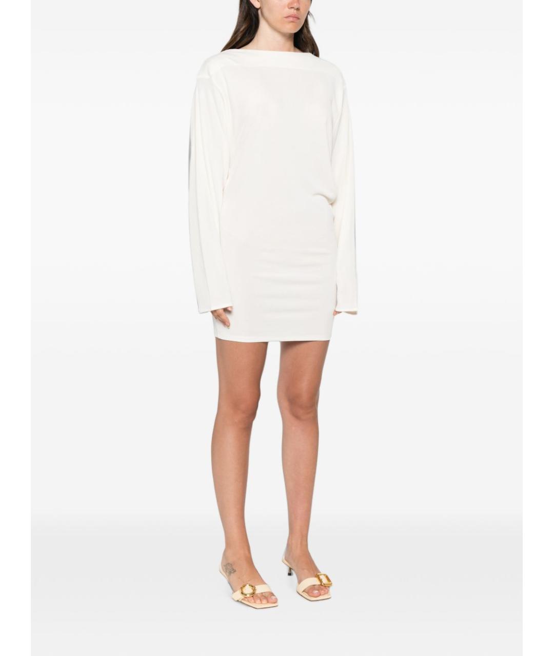 JACQUEMUS Белое вискозное коктейльное платье, фото 3