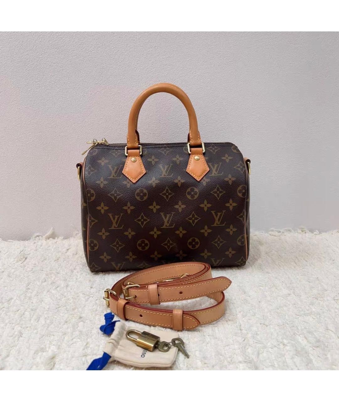 LOUIS VUITTON Коричневая кожаная сумка через плечо, фото 8