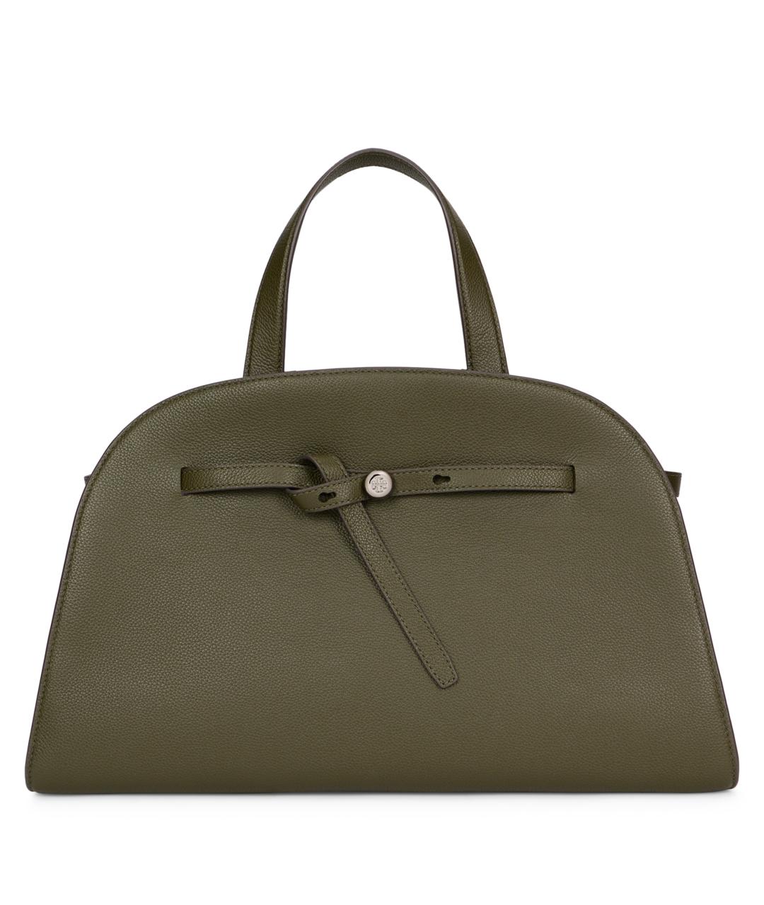 TORY BURCH Хаки кожаная сумка с короткими ручками, фото 2