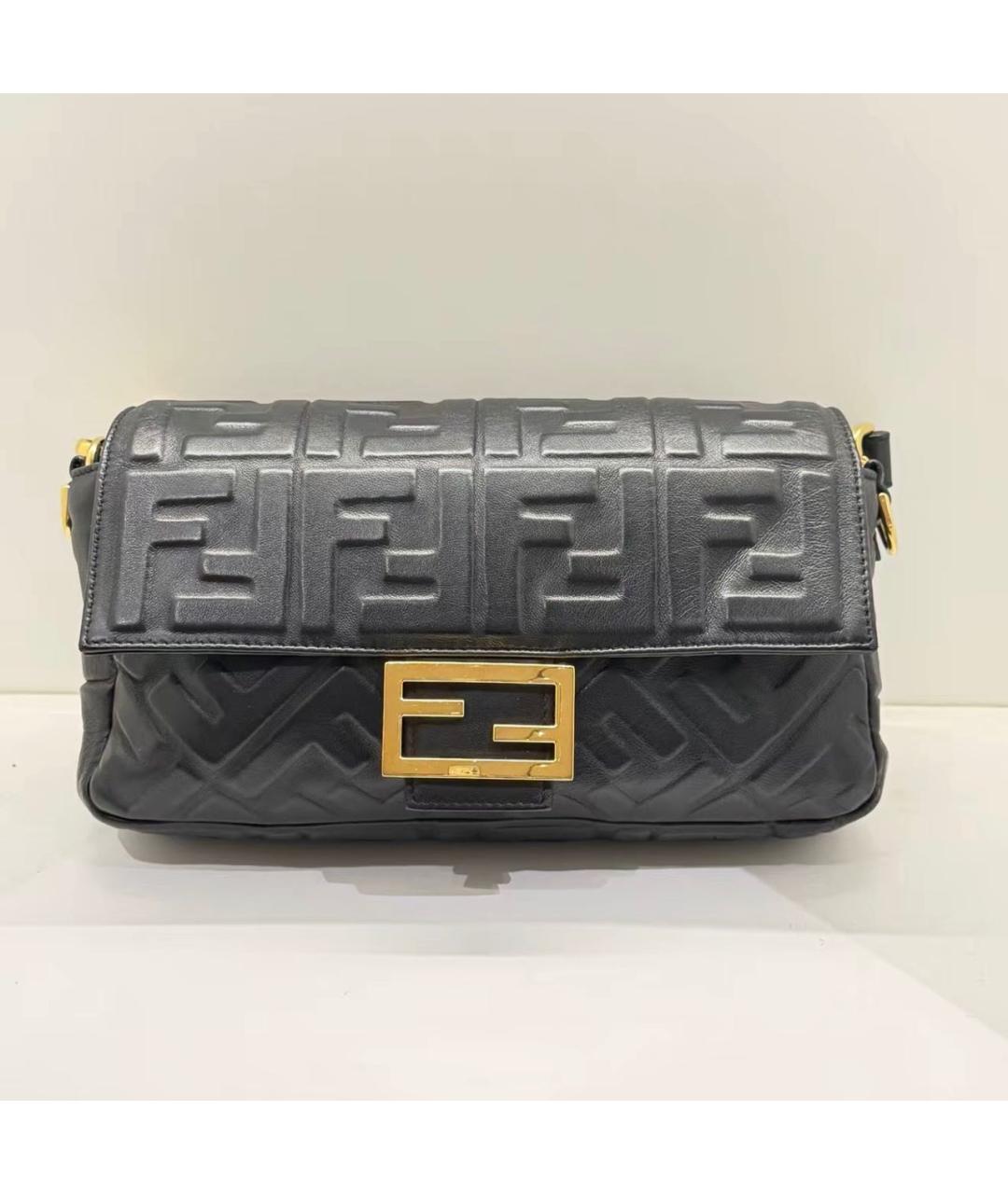 FENDI Черная кожаная сумка через плечо, фото 8