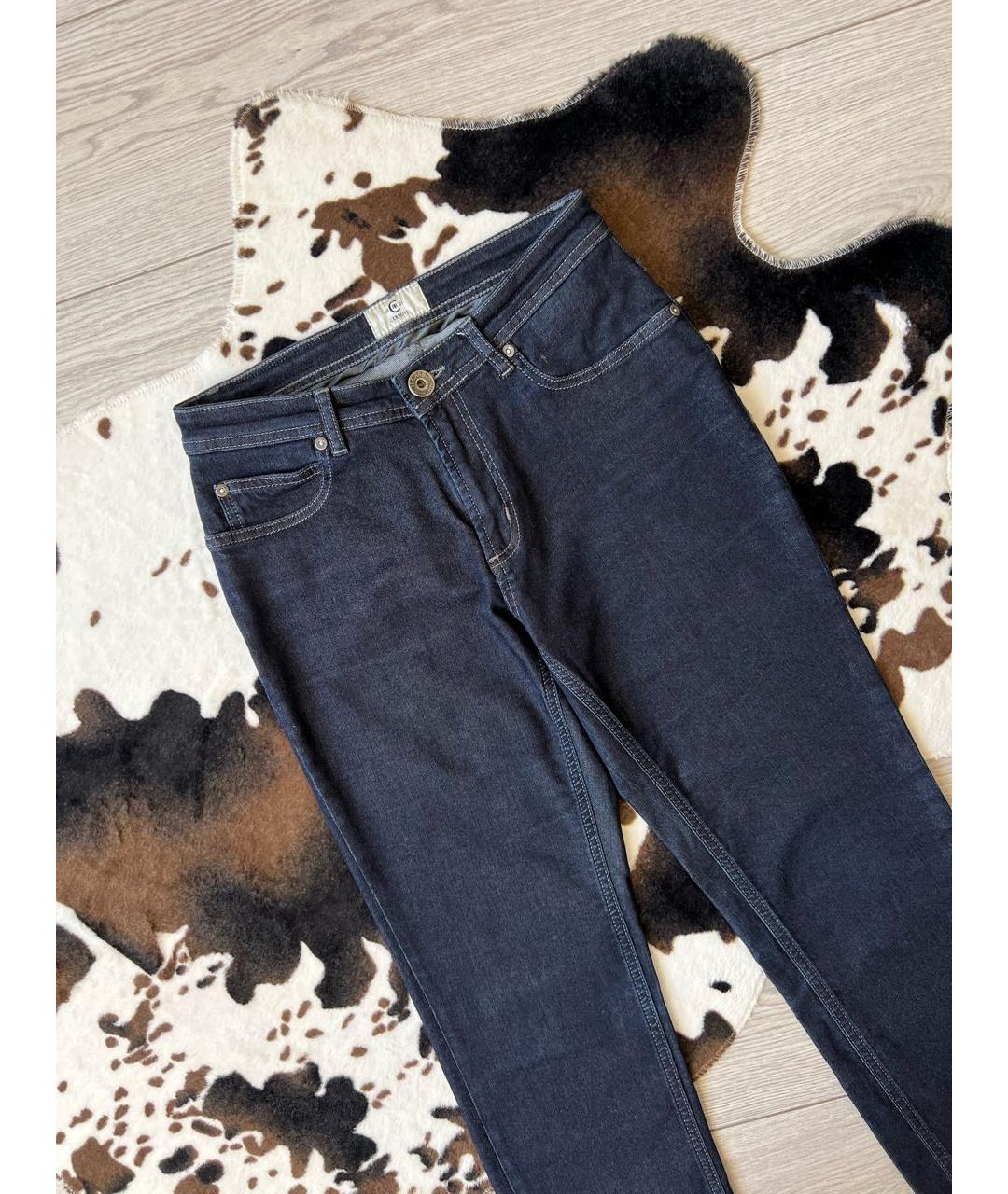 CERRUTI 1881 Темно-синие хлопко-лиоцелловые джинсы слим, фото 4