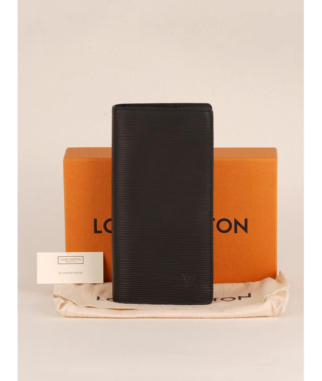 LOUIS VUITTON Черный кожаный кошелек, фото 2
