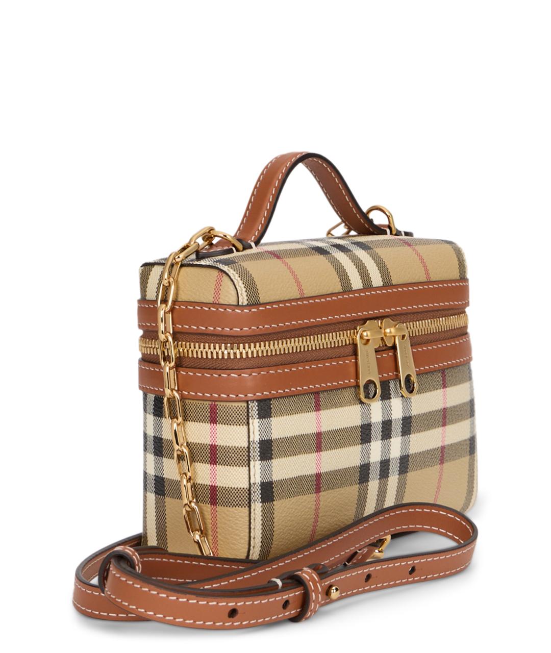 BURBERRY Бежевая сумка с короткими ручками из канвы, фото 3