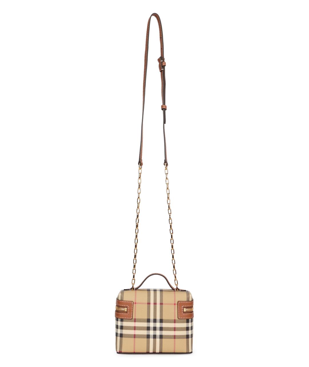 BURBERRY Бежевая сумка с короткими ручками из канвы, фото 4