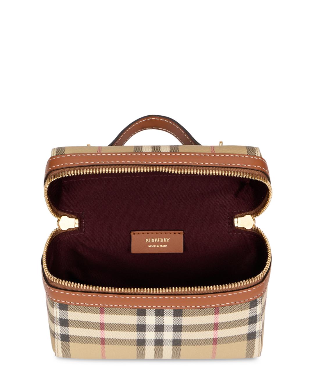 BURBERRY Бежевая сумка с короткими ручками из канвы, фото 5