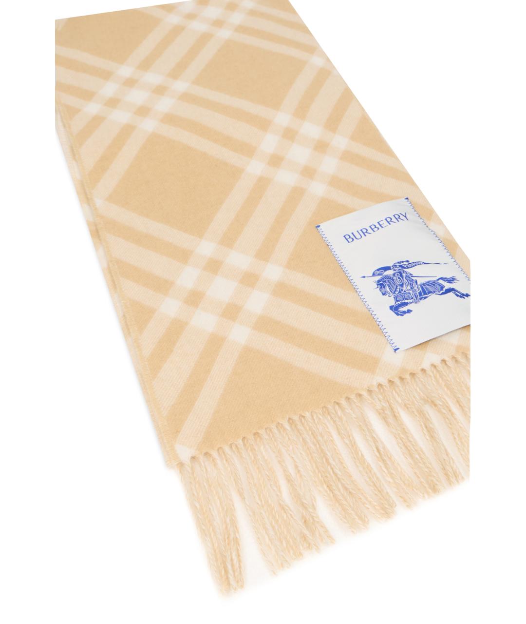 BURBERRY Бежевый кашемировый шарф, фото 3