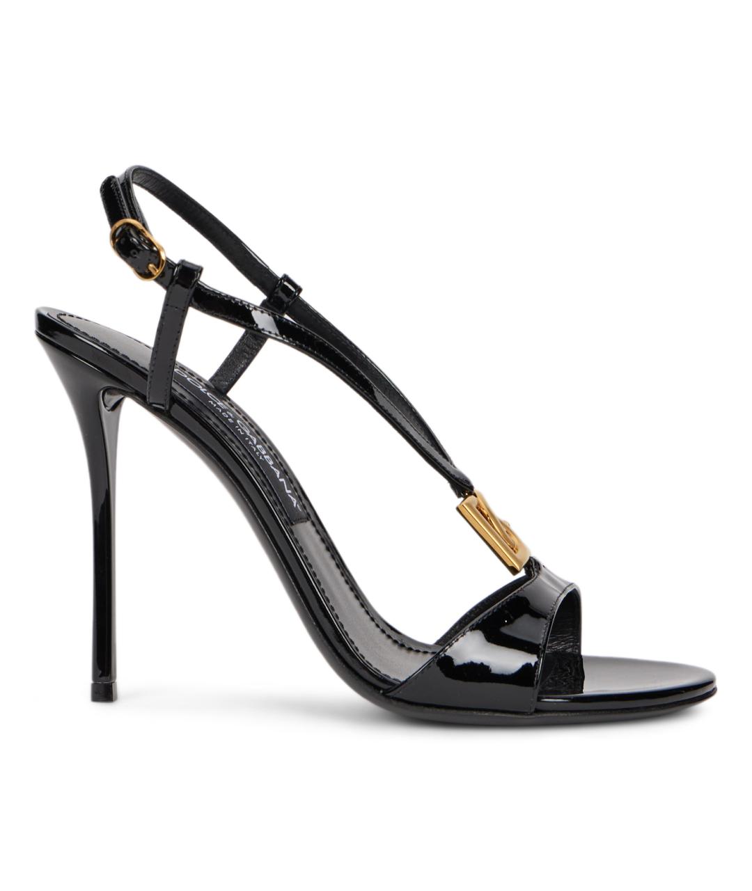 DOLCE&GABBANA Черные босоножки из лакированной кожи, фото 2