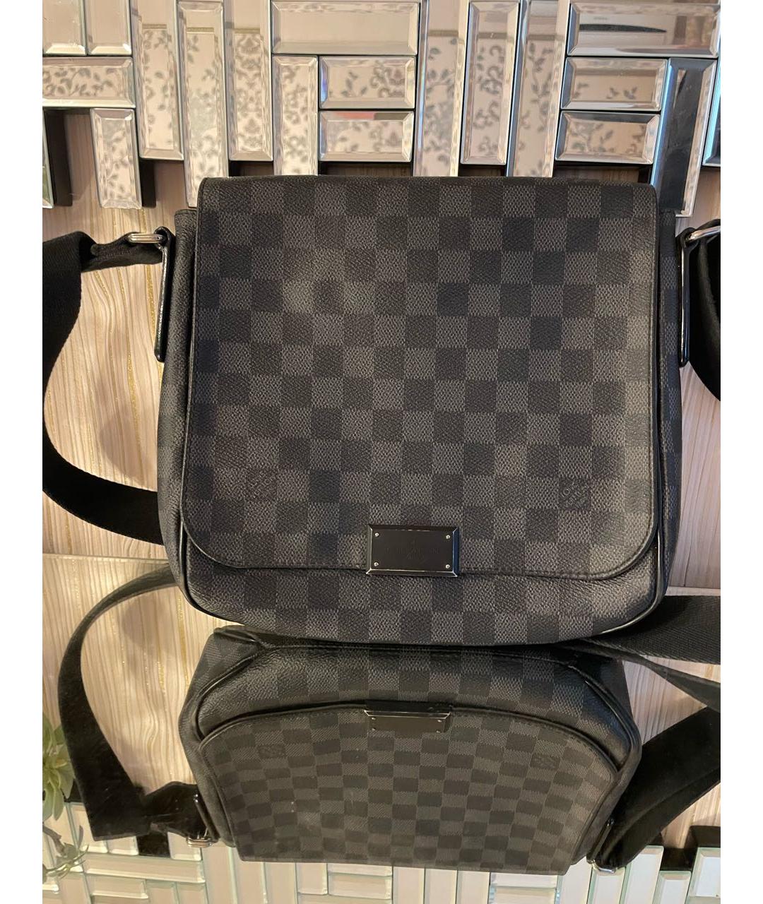 LOUIS VUITTON Черная сумка на плечо из канвы, фото 9
