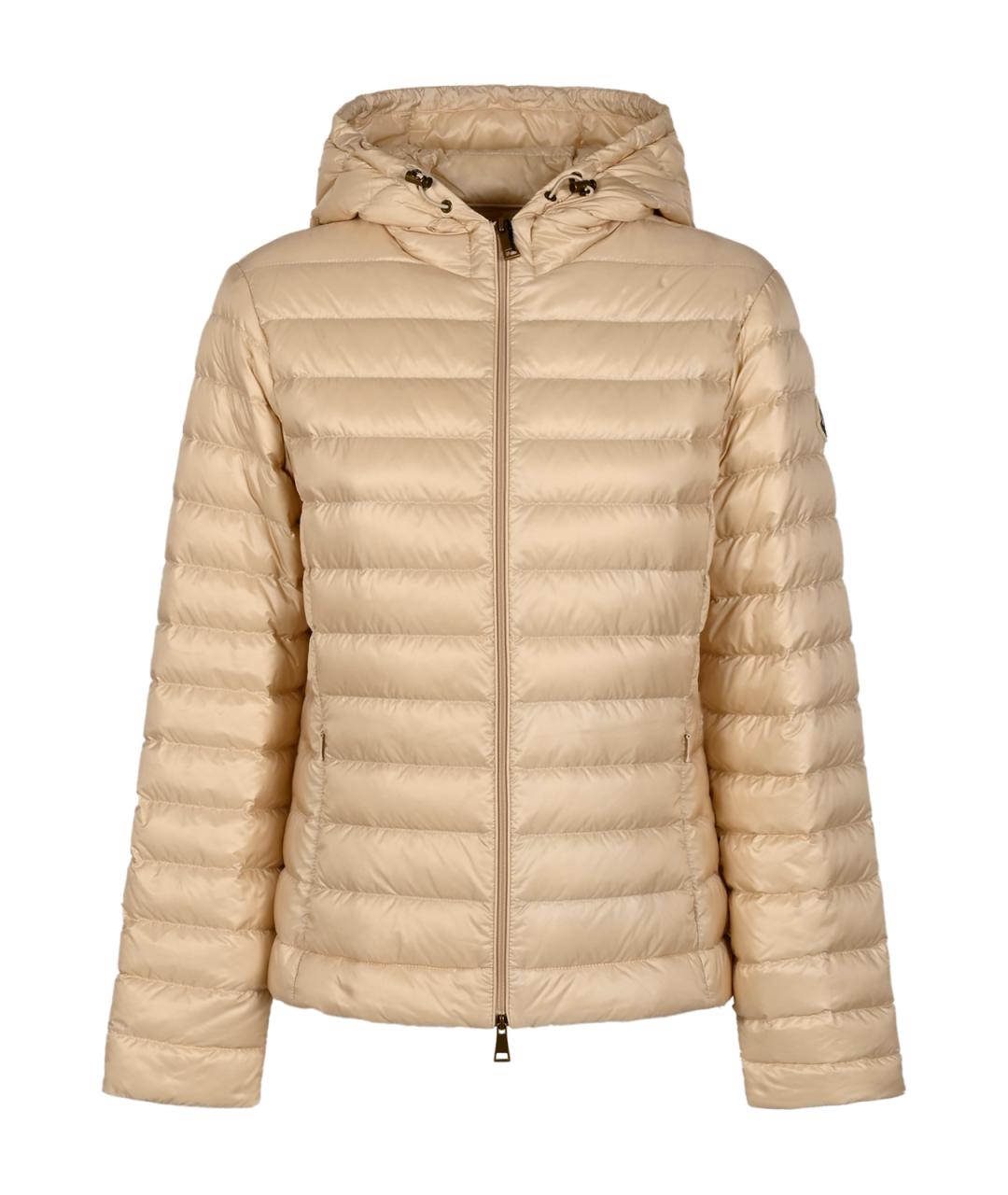 MONCLER Бежевый синтетический пуховик, фото 1