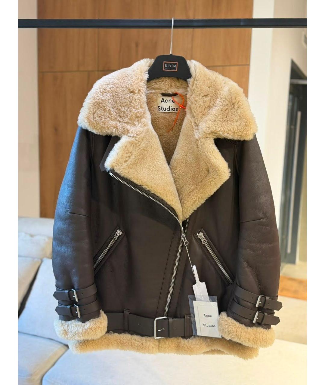 ACNE STUDIOS Коричневая кожаная дубленка, фото 3