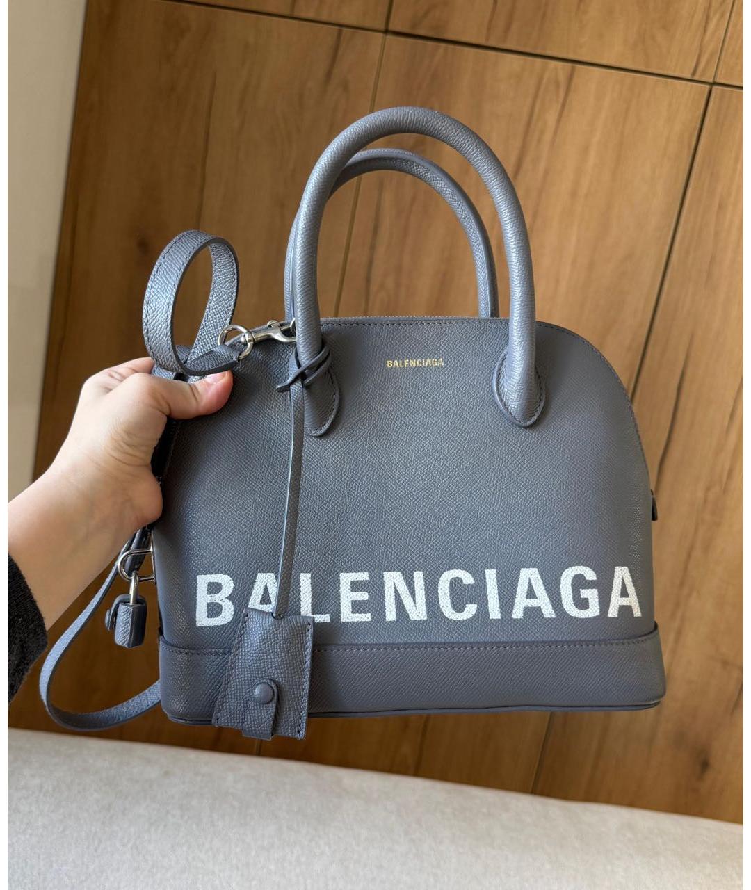 BALENCIAGA Серая кожаная сумка через плечо, фото 4