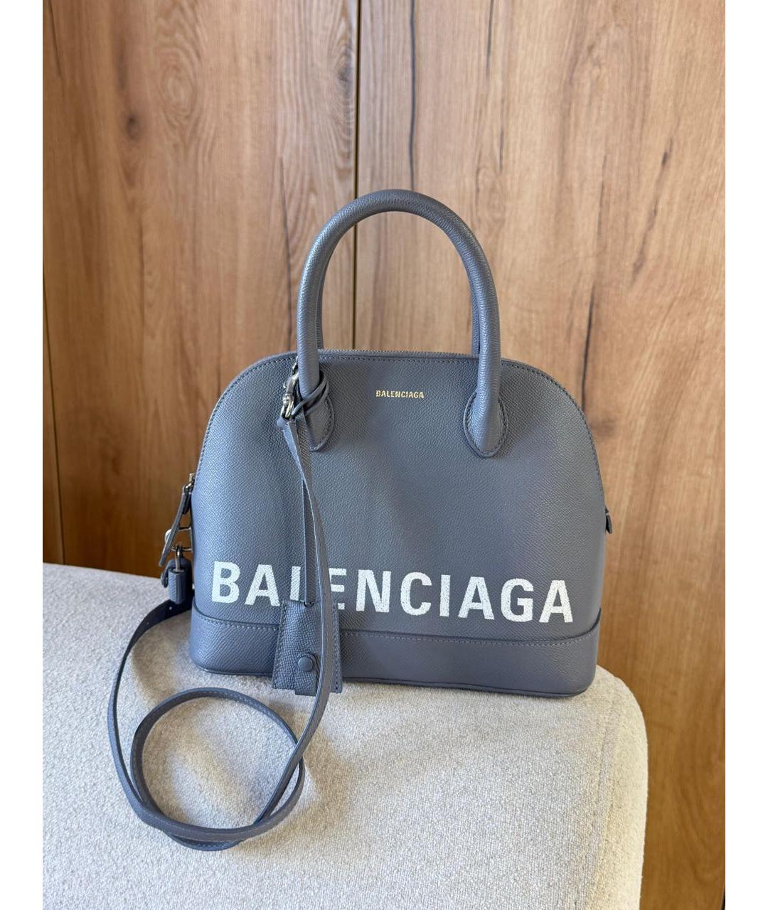 BALENCIAGA Серая кожаная сумка через плечо, фото 3