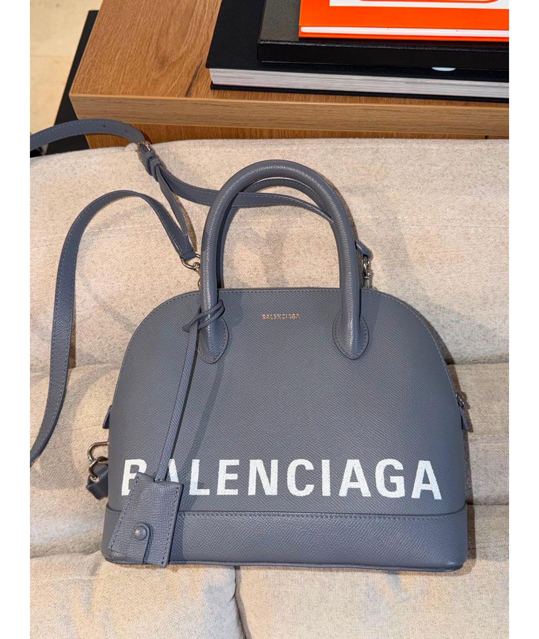 BALENCIAGA Серая кожаная сумка через плечо, фото 2