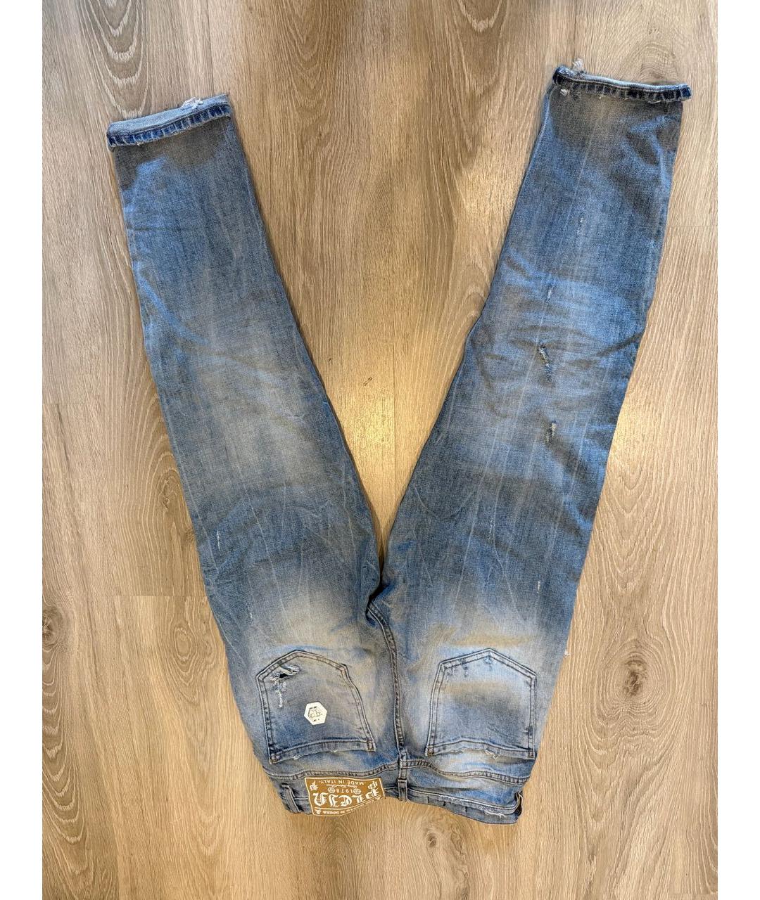 PHILIPP PLEIN Голубые хлопковые джинсы слим, фото 2