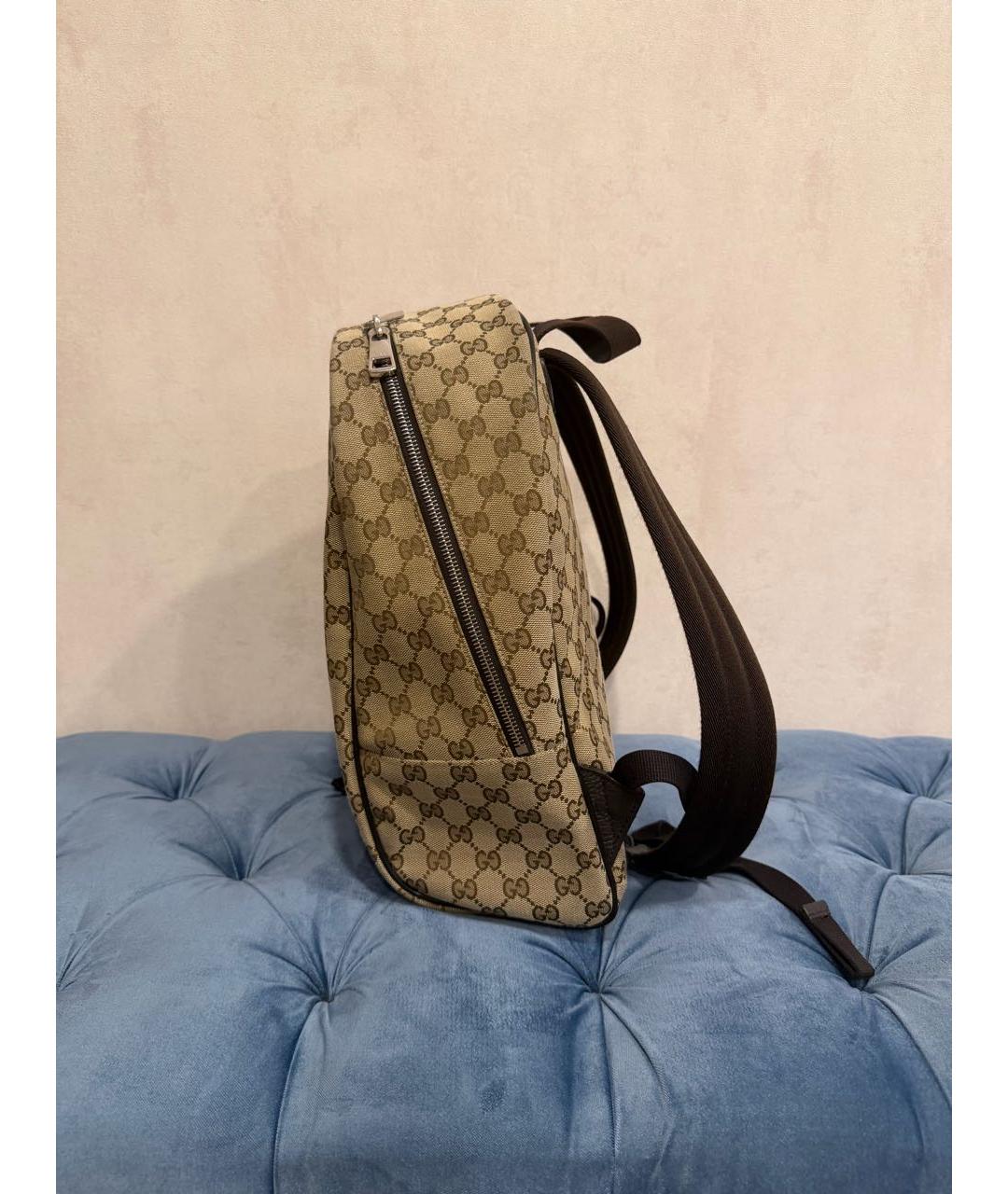 GUCCI Коричневый тканевый рюкзак, фото 2