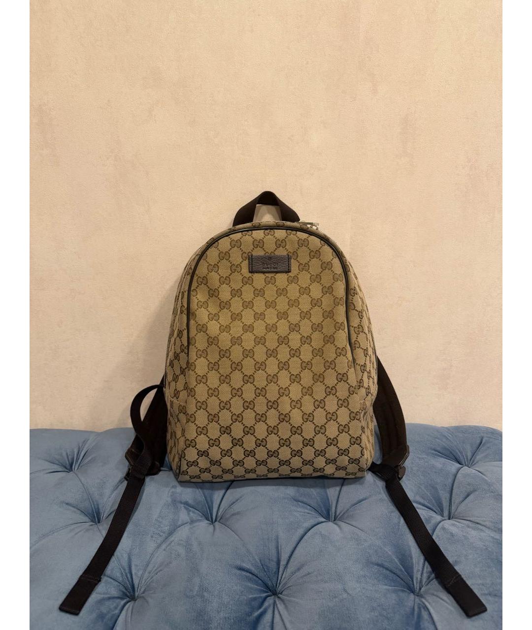GUCCI Коричневый тканевый рюкзак, фото 5
