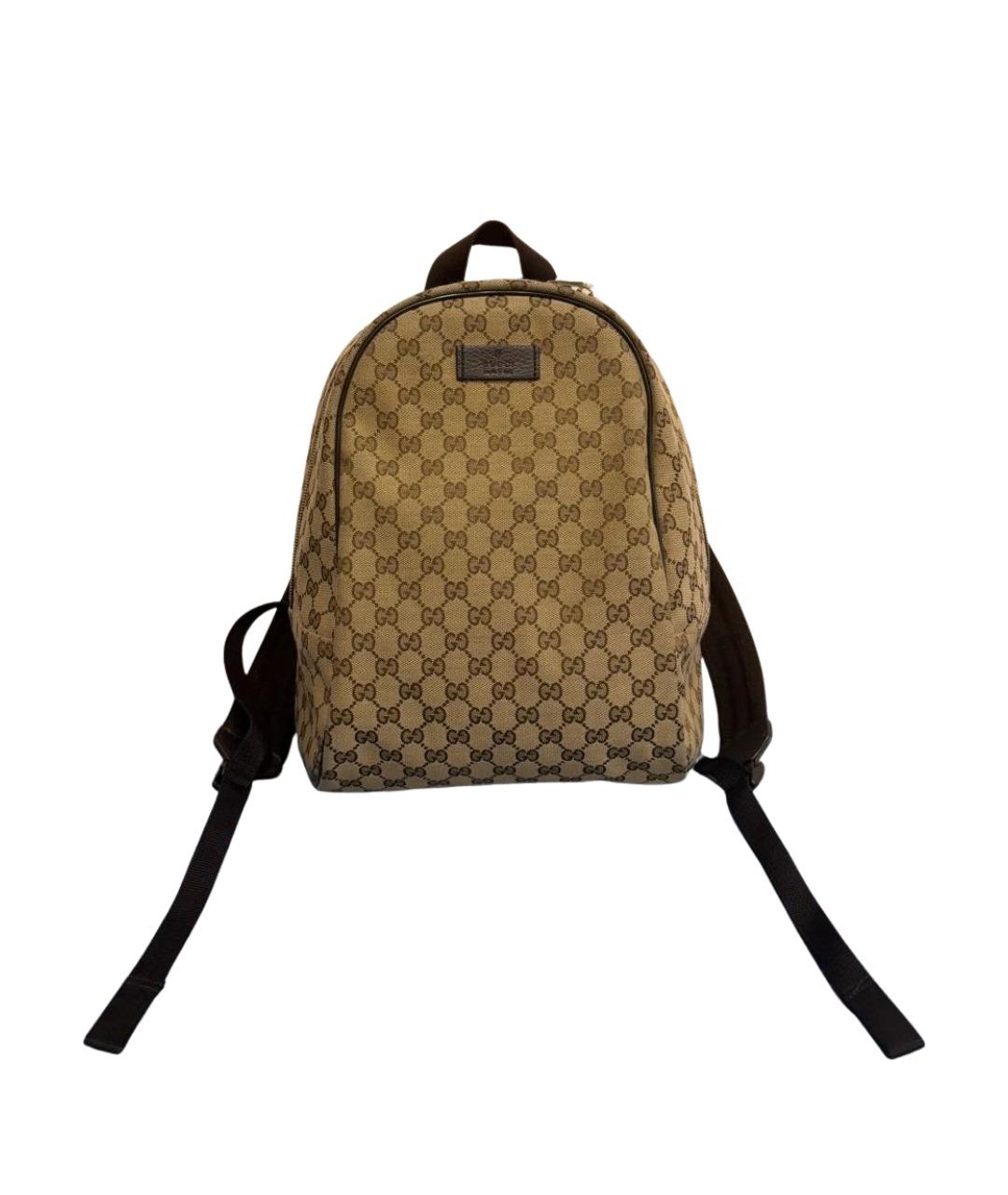 GUCCI Коричневый тканевый рюкзак, фото 1